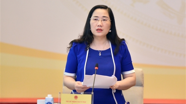 Phó Chủ nhiệm Ủy ban Tư pháp Nguyễn Thị Thủy phát biểu tại Phiên họp toàn thể lần thứ Sáu  của Ủy ban Tư pháp 